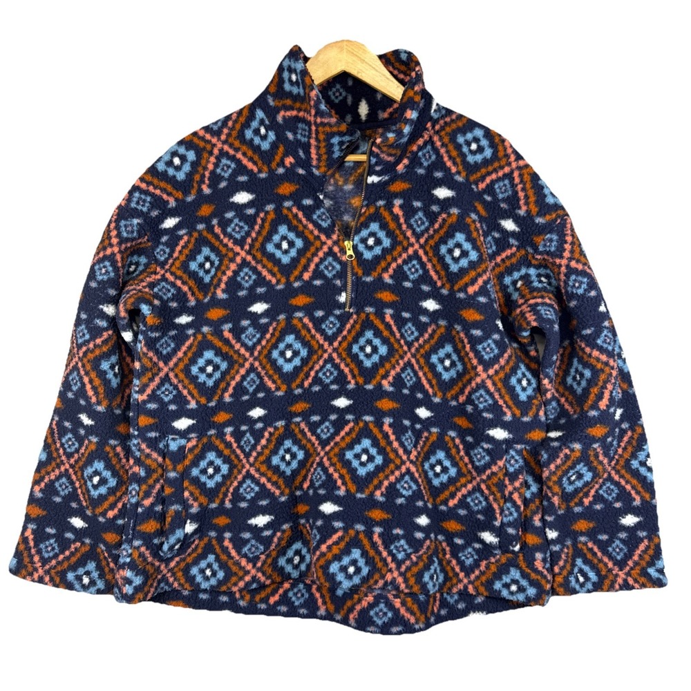 Old Navy 1/4 Sweater XL Sherpa Lined Cabincore Aztec Cozycore Outdoors